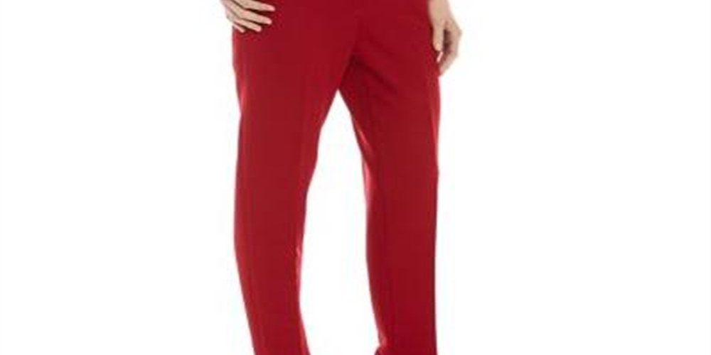 Anne Klein Women's Zippered Wear to Work Pants Red Size 16
