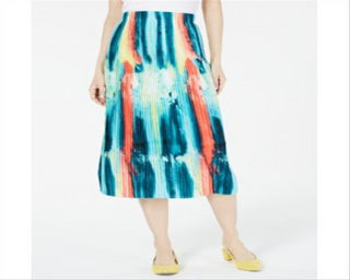 Alfani Women's Knife Pleat MIDI Skirt Multicolored Size Petite XL