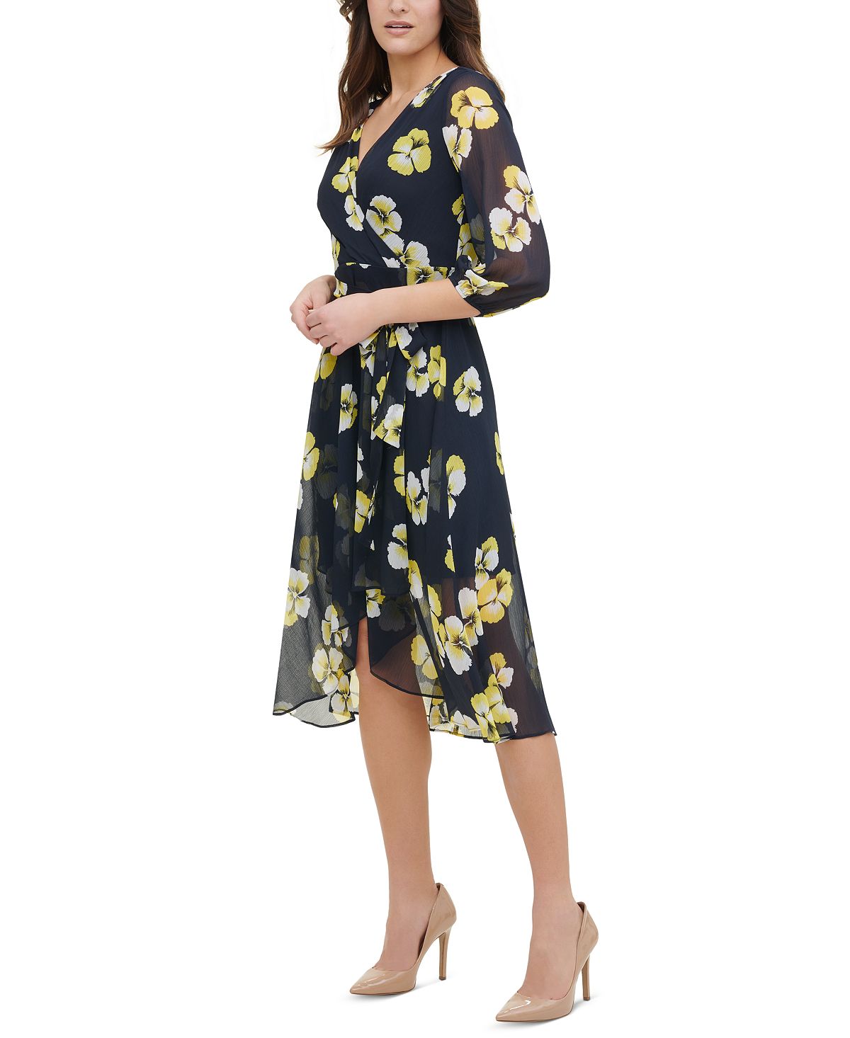 Tommy Hilfiger Women's Petunia Floral MIDI Dress Blue Size 18