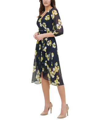 Tommy Hilfiger Women's Petunia Floral MIDI Dress Blue Size 18