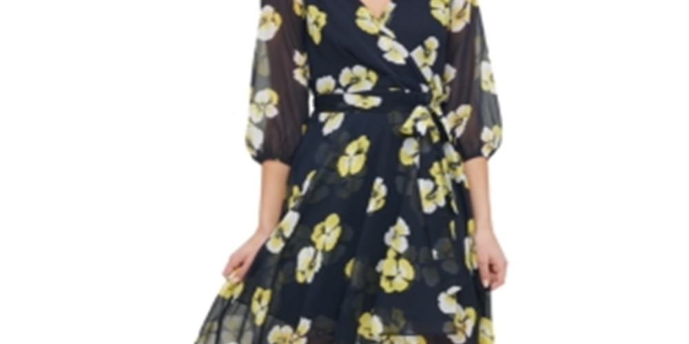 Tommy Hilfiger Women's Petunia Floral MIDI Dress Blue Size 18