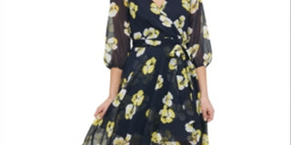 Tommy Hilfiger Women's Petunia Floral MIDI Dress Blue Size 18