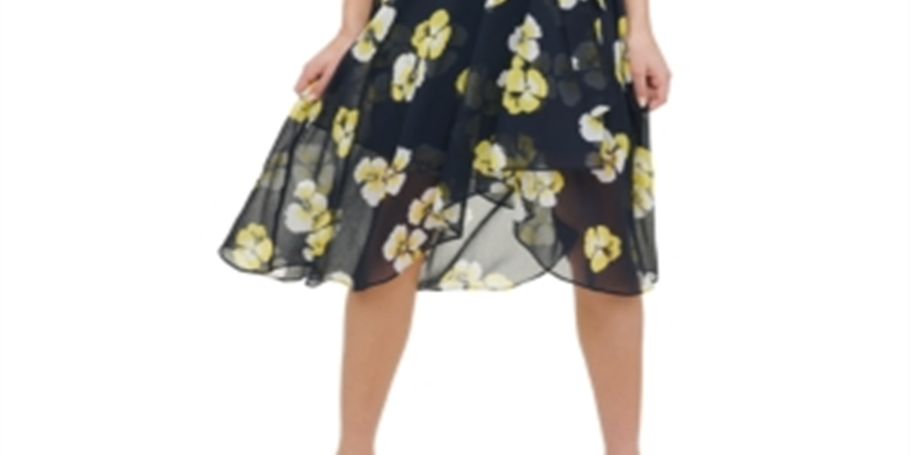 Tommy Hilfiger Women's Petunia Floral MIDI Dress Blue Size 18