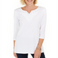 Karen Scott Women's Cotton Studded Split Neck Top White Size XS