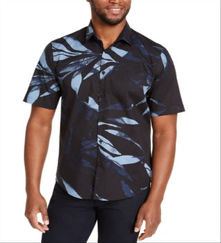 Alfani Men's Leaf Print Shirt Black Size Small