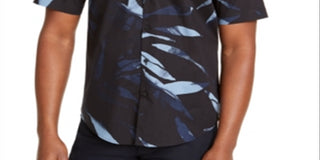 Alfani Men's Leaf Print Shirt Black Size Small