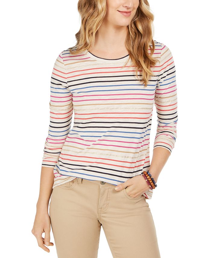 Style & Co Women's Striped Top -Brown Size 2XL