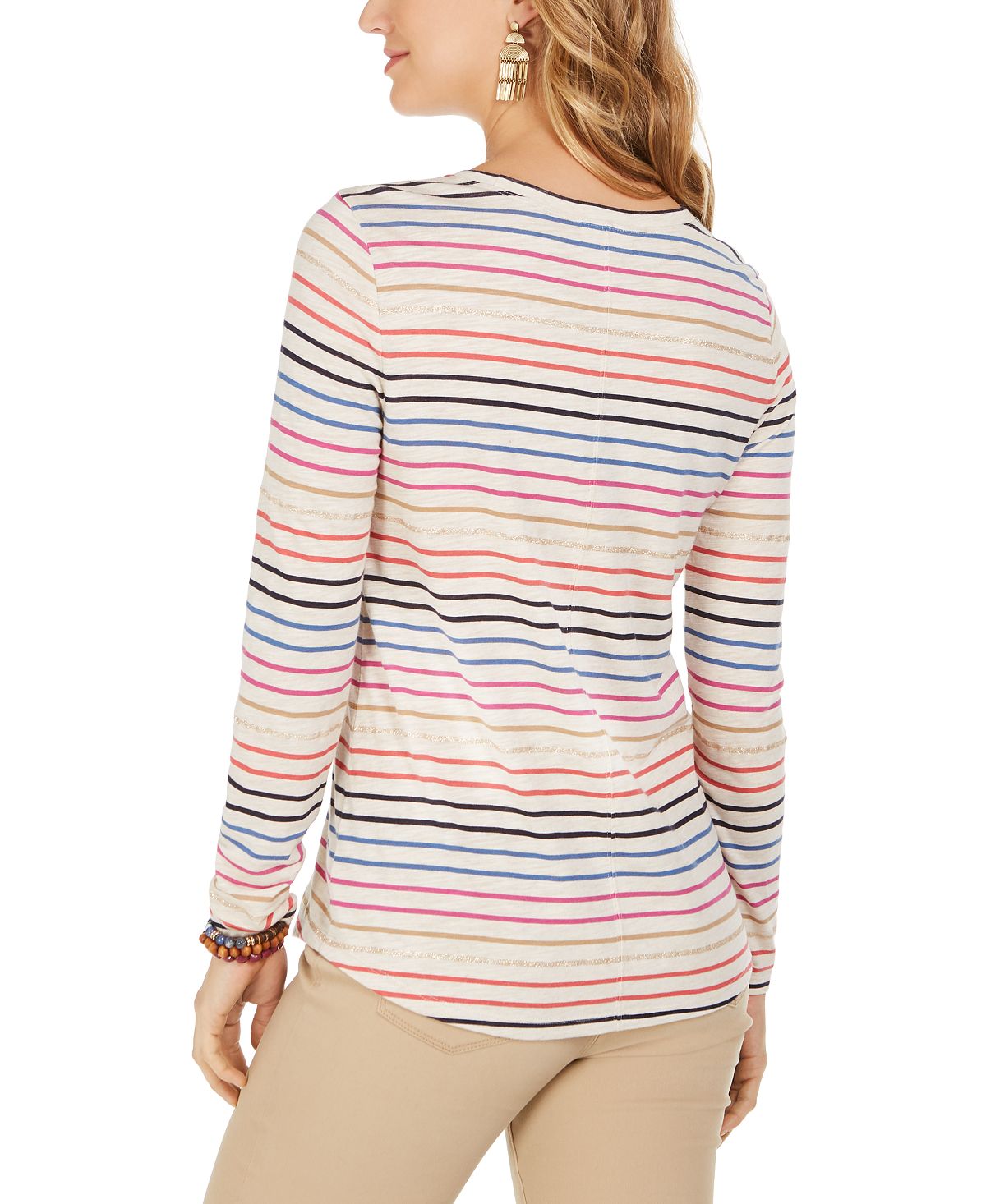 Style & Co Women's Striped Top -Brown Size 2XL