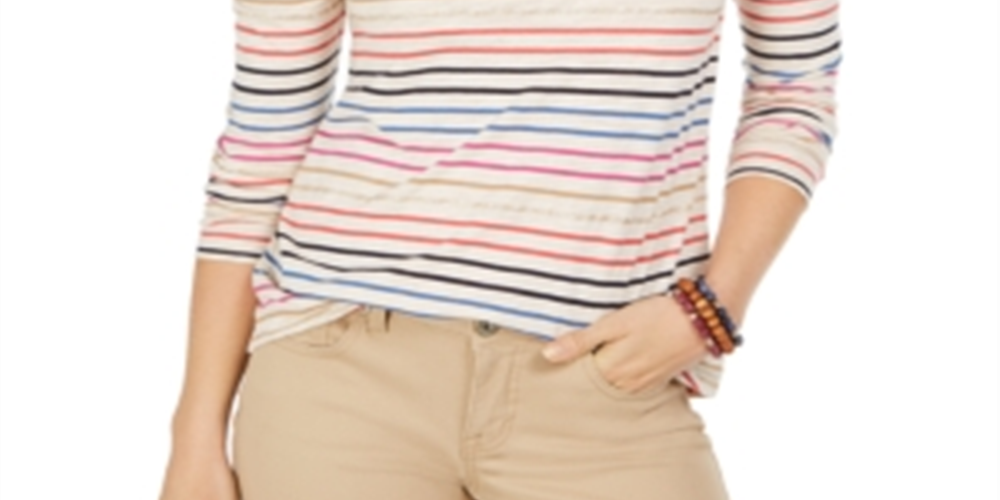 Style & Co Women's Striped Top -Brown Size 2XL