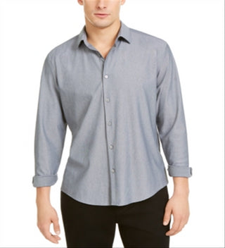 Alfani Men's Knit Long Sleeve Shirt Gray Size Small
