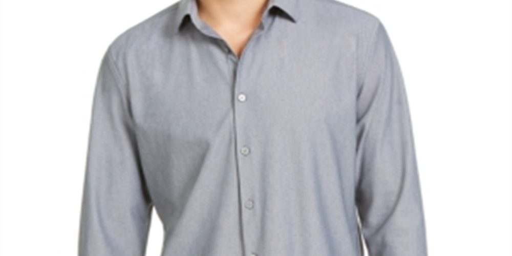 Alfani Men's Knit Long Sleeve Shirt Gray Size Small