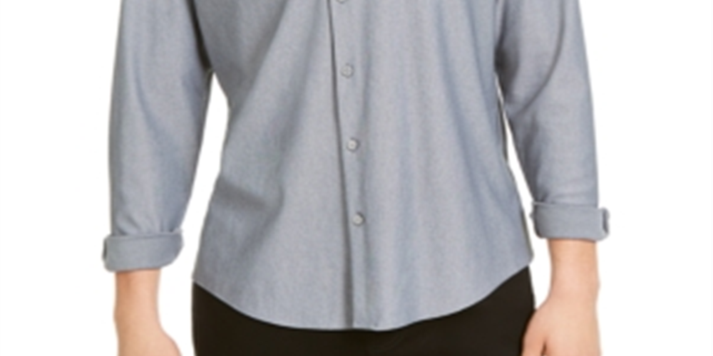 Alfani Men's Knit Long Sleeve Shirt Gray Size Small