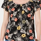 Style & Co Women's Printed Short Sleeve Scoop Neck T-Shirt Top Black Size Petite Small