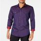 INC International Concepts Men's Patterned Collared Classic Fit Dress Shirt Blue Size X-Small