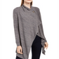 NY Collection Women's Space Dye Asymmetrical Sweater Gray Size Petite Medium
