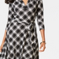 Charter Club Women's Plaid V Neck Dress Black Size XX-Large