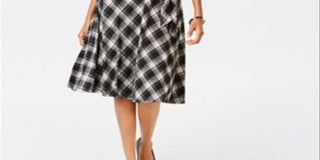 Charter Club Women's Plaid V Neck Dress Black Size XX-Large