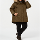 Madden Girl Junior's Hooded Faux Fur Trim Parka Olive  Size M