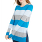 Maison Jules Women's Color Block Long Sleeve Jewel Neck T-Shirt Sweater Green Size Small