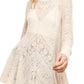 Free People Women's Lace Long Sleeve Crew Neck Tunic Tunic Top Brown Size X-Large