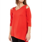 Alfani Women's Cold Shoulder Asymmetrical Top Red Size XX-Large