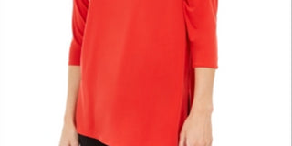 Alfani Women's Cold Shoulder Asymmetrical Top Red Size XX-Large