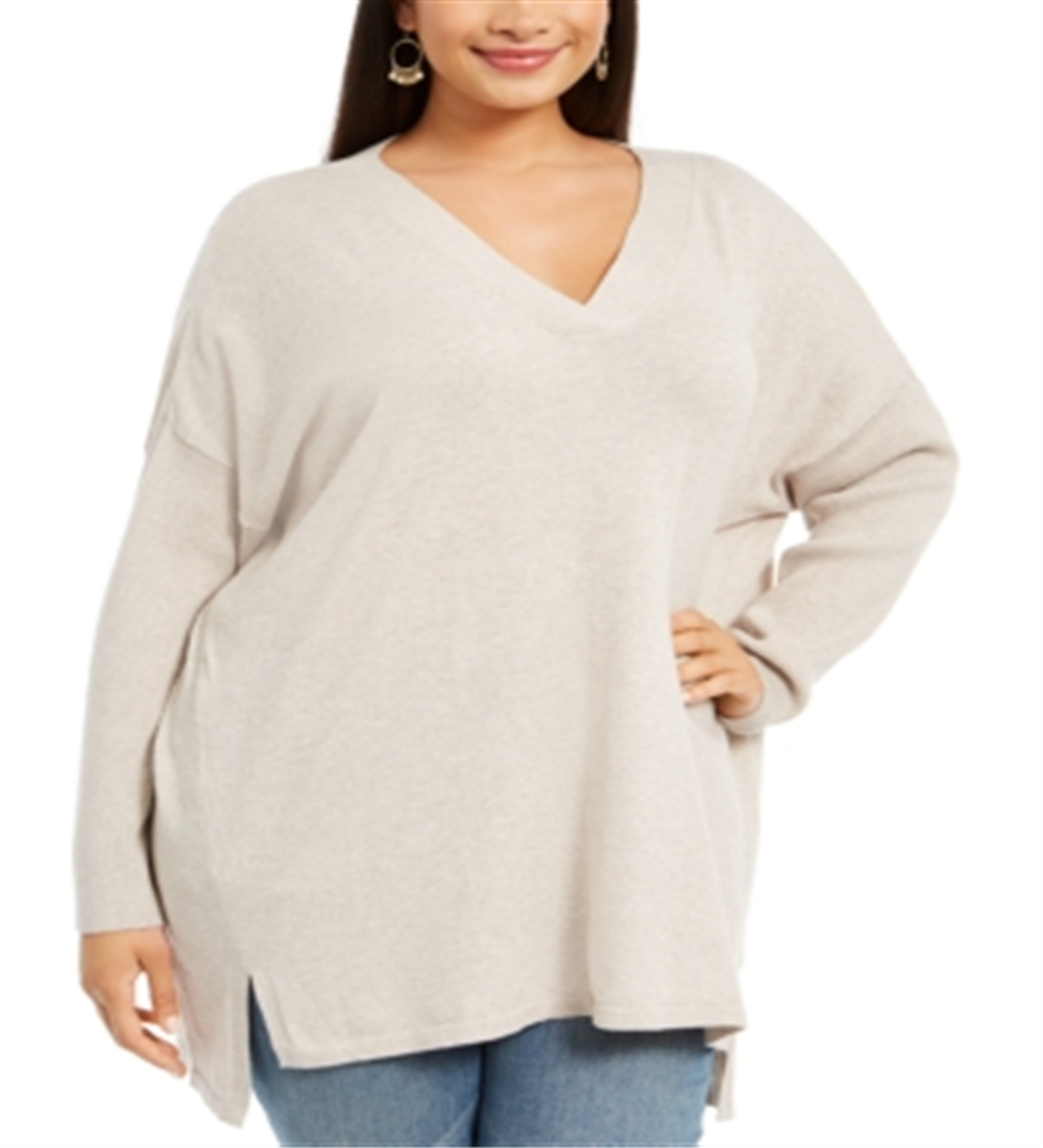 Style & Co Women's V Neck Sweater Brown Size 0X