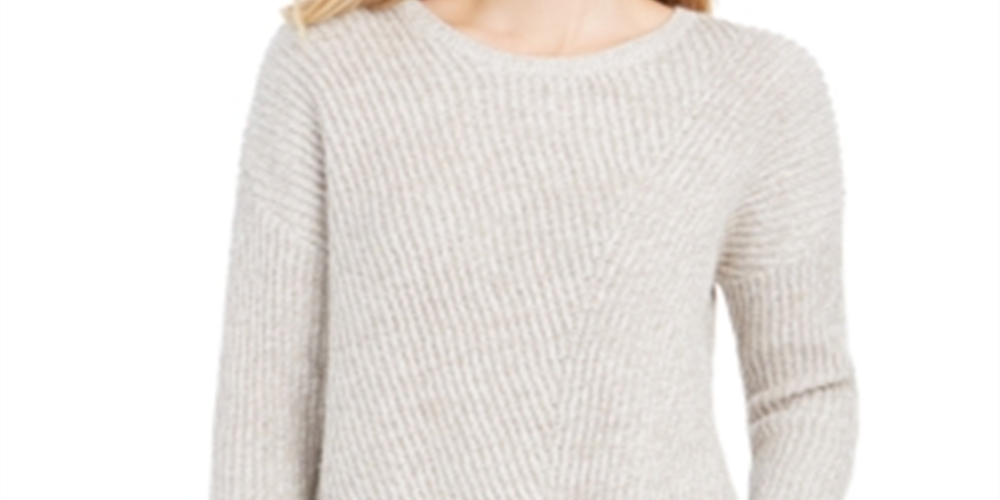 Style & Co Women's Drop Sleeve Ribbed Sweater Beige Size Petite M