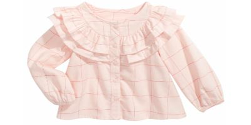 First Impressions Infant Girl's Cotton Ruffle trim Windowpane Top Pink Size 18 Months