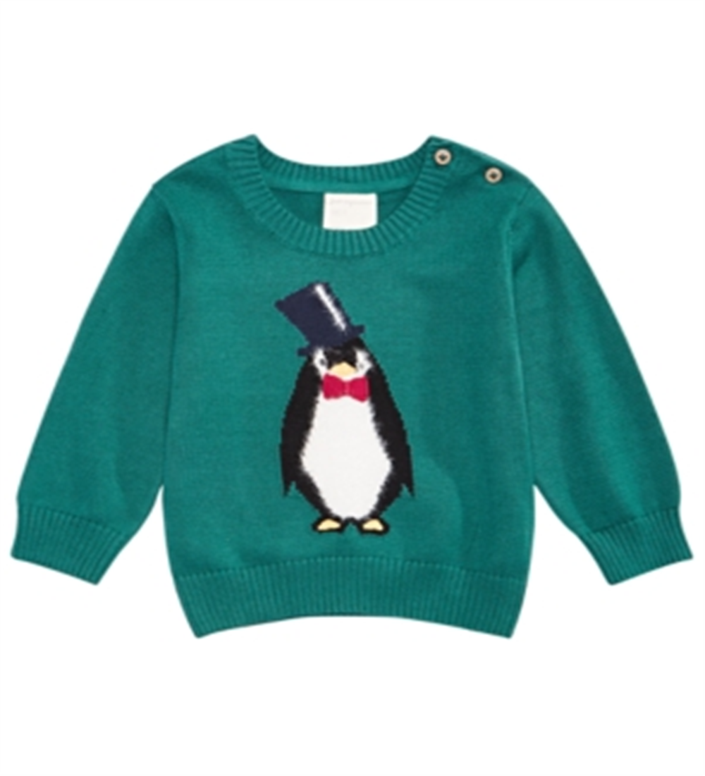 First Impressions Infant Boy's Penguin Sweater Green Size 6-9 Months