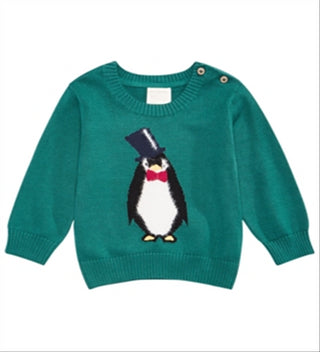First Impressions Infant Boy's Penguin Sweater Green Size 6-9 Months