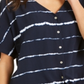 Style & Co Women's Tie Dye Tie Front Top Blue Size Petite L