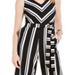Charter Club Women's Striped Belted Jumpsuit Black Size X-Small