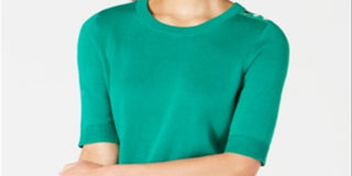 Charter Club Women's Button Shoulder Sweater Green Size X-Large