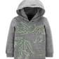 Carter's Toddler Boy's Glow Dinosaur Hooded Snow Yarn Tee Gray Size 2T