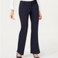Alfani Women's Faux Leather Trim Wide Leg Trousers Blue Size 8 Petite