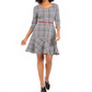 NY Collection Women's Plaid Fit & Flare Dress Black Size Petite Small