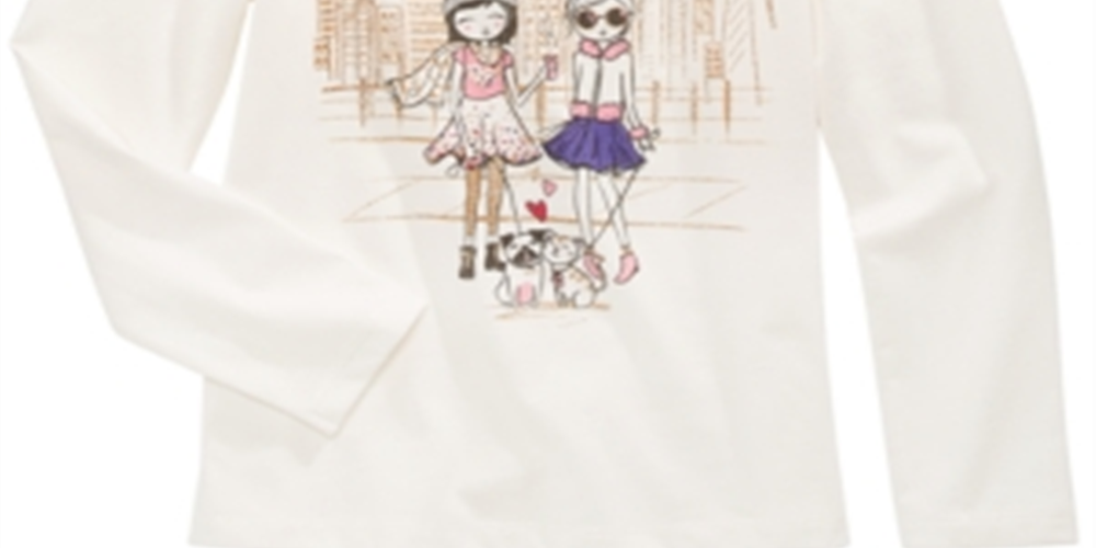 Epic Threads Little Girl's City Friends Glitter T-Shirt White Size 5