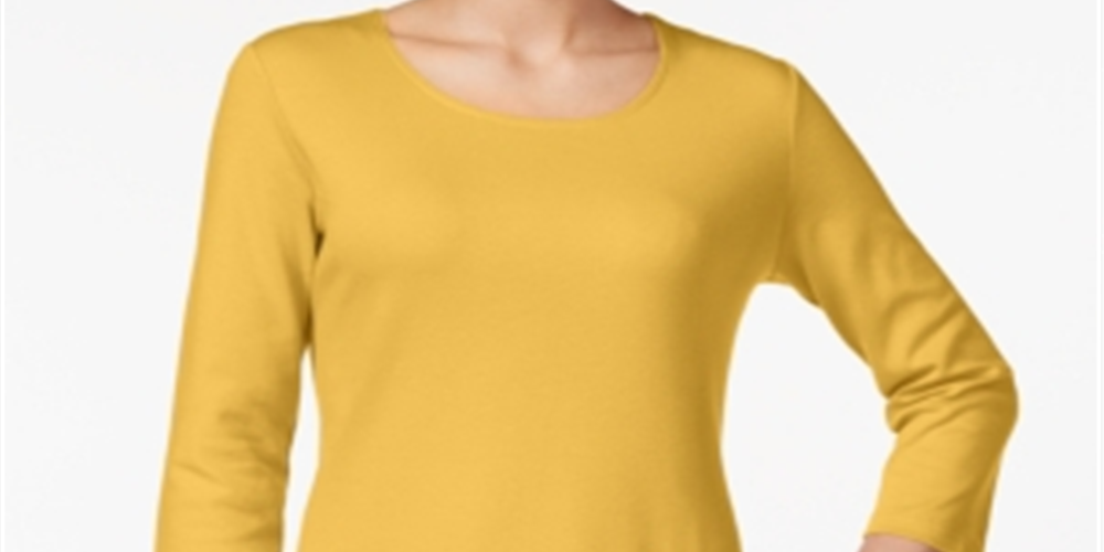 Karen Scott Women's Scoop Neck Top Yellow Size XL