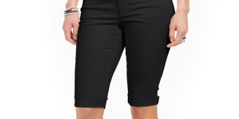 Style & Co Women's Cuffed Skimmer Denim Shorts -Black Size 4