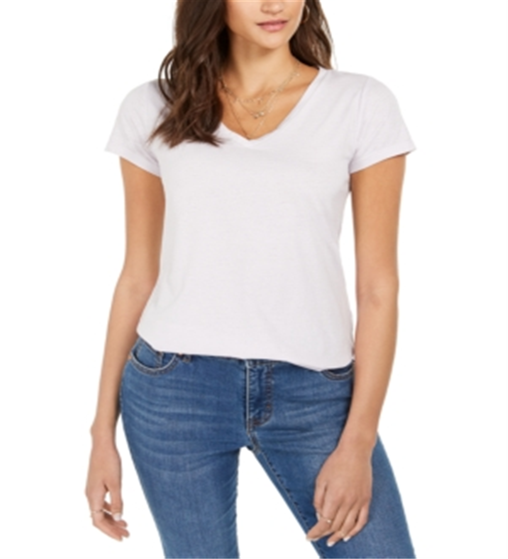 Style & Co Women's Burnout V Neck T-Shirt Purple Size Medium