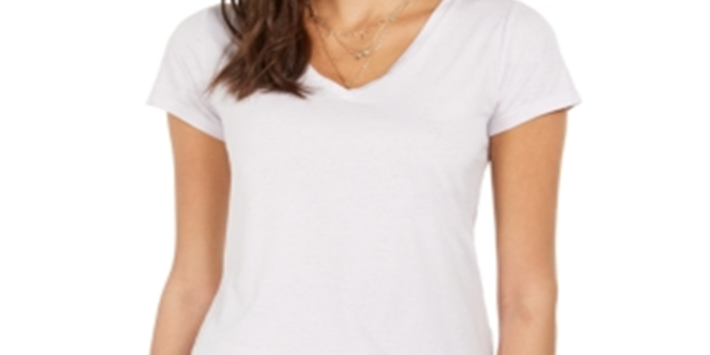 Style & Co Women's Burnout V Neck T-Shirt Purple Size Medium