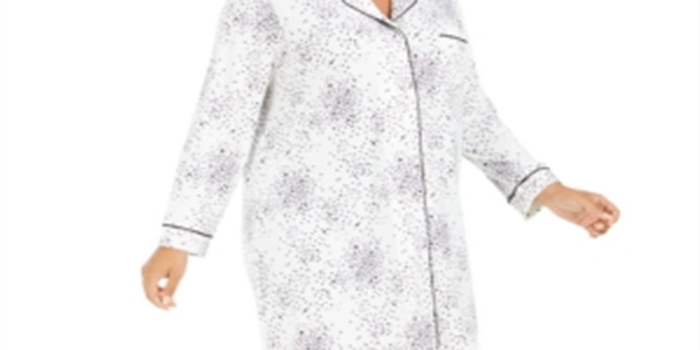 Alfani Women's Plus Printed Sleepshirt Nightgown White Size 3X