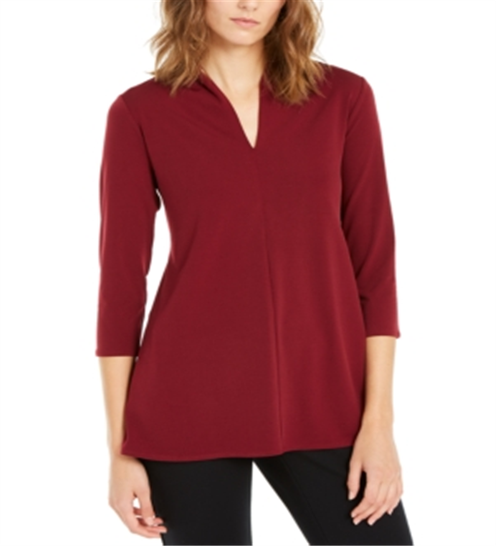 Alfani Women's Solid High Neck Tunic Top Red Size XX-Large