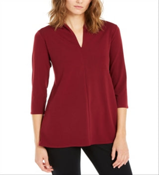 Alfani Women's Solid High Neck Tunic Top Red Size XX-Large