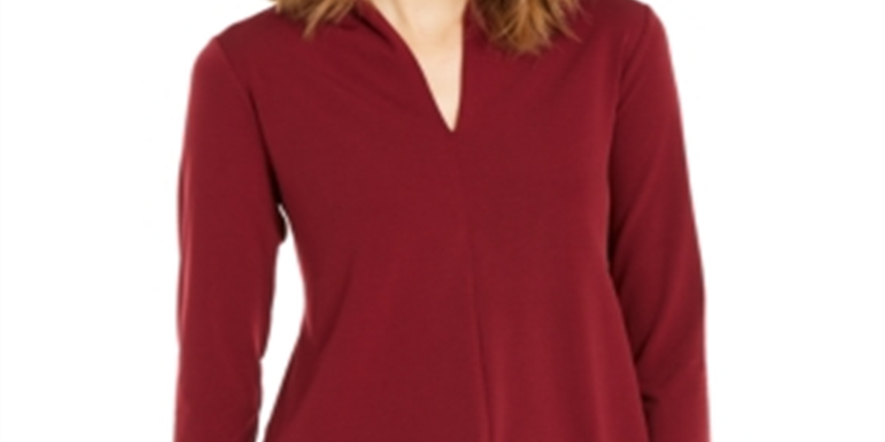 Alfani Women's Solid High Neck Tunic Top Red Size XX-Large