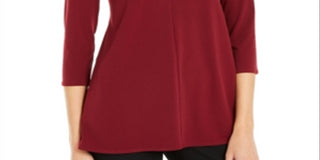 Alfani Women's Solid High Neck Tunic Top Red Size XX-Large