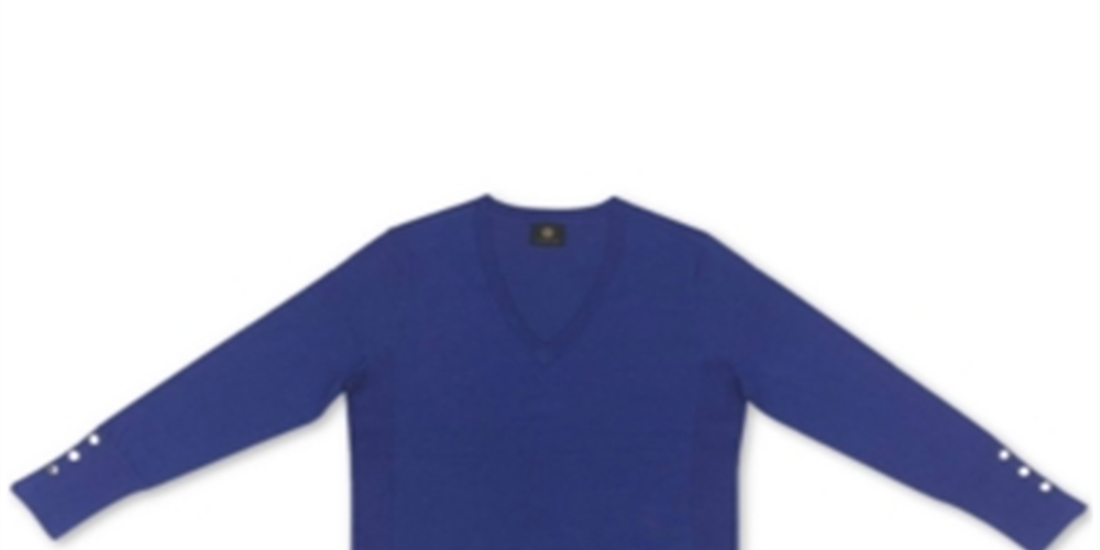 JM Collection Women's Sweater Jazzy V Neck Pullover Blue Size X-Large