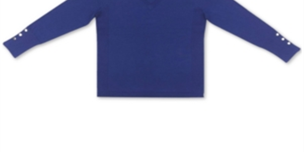 JM Collection Women's Sweater Jazzy V Neck Pullover Blue Size X-Large