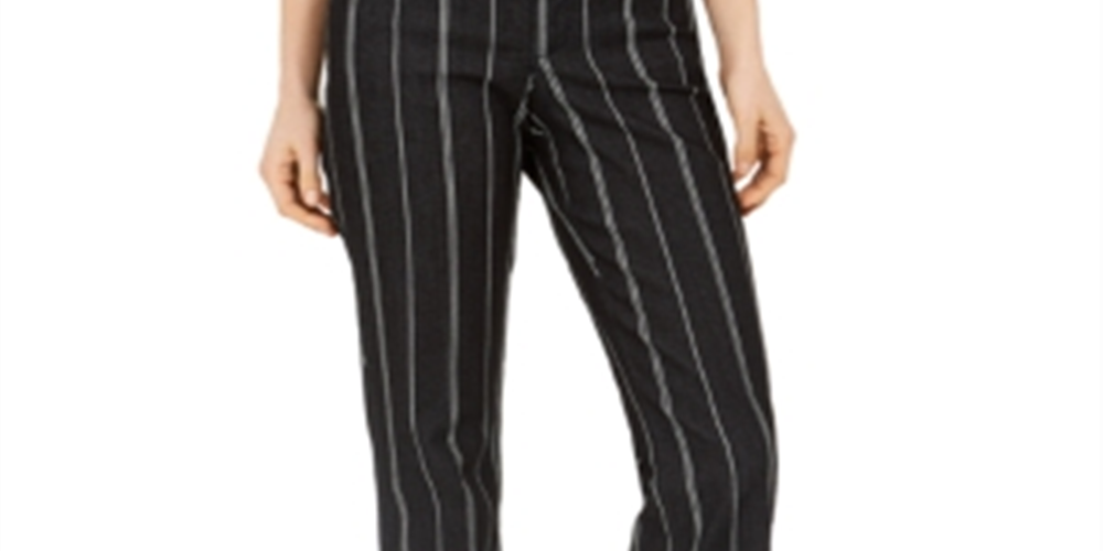 Charter Club Women's Denim Pinstriped Trousers Black Size 14